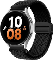 SBG Universeel Smartwatch Bandje - Gevlochten Nylon - 22MM - Zwart afbeelding