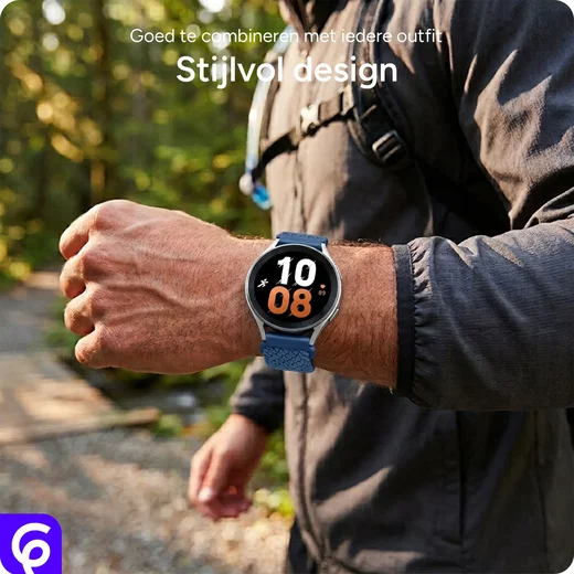 SBG Universeel Smartwatch Bandje - Gevlochten Nylon - 22MM - Blauw afbeelding 4