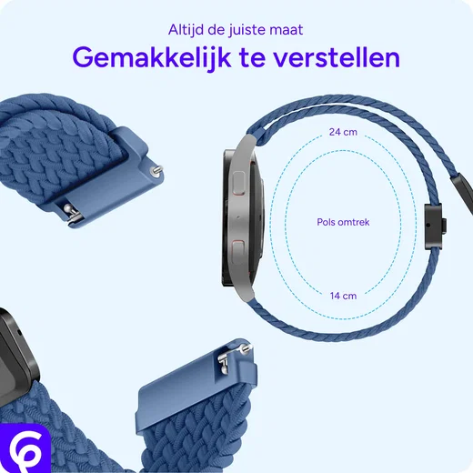 SBG Universeel Smartwatch Bandje - Gevlochten Nylon - 22MM - Blauw afbeelding 3