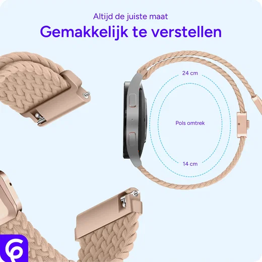 SBG Universeel Smartwatch Bandje - Gevlochten Nylon - 22MM - Khaki afbeelding 3