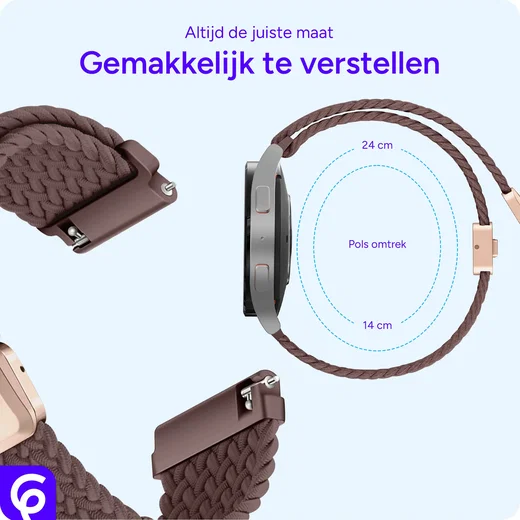 SBG Universeel Smartwatch Bandje - Gevlochten Nylon - 22MM - Smokey Purple afbeelding 3