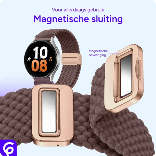SBG Universeel Smartwatch Bandje - Gevlochten Nylon - 22MM - Smokey Purple afbeelding 2