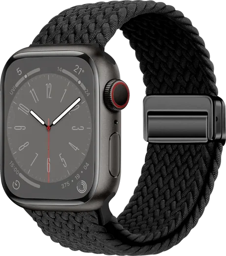 SBG Gevlochten Nylon - Apple Watch Bandje - 49/46/45/44/42MM - Zwart afbeelding 1