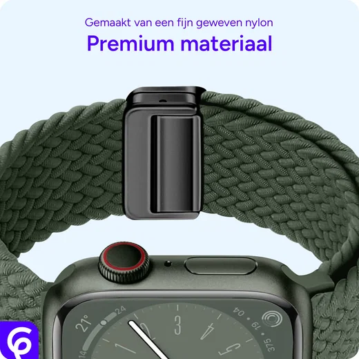 SBG Gevlochten Nylon - Apple Watch Bandje - 49/46/45/44/42MM - Donkergroen afbeelding 6