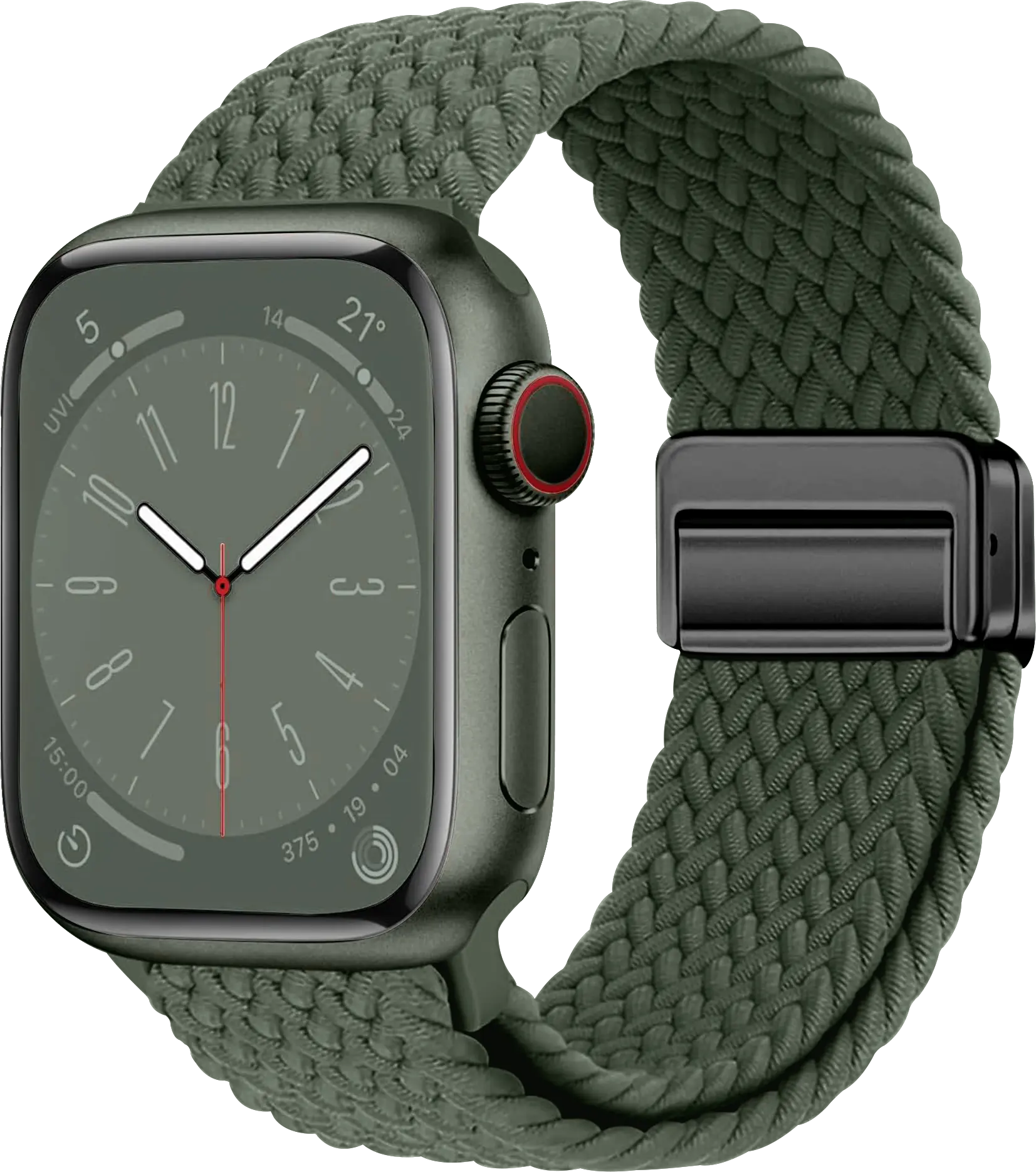 SBG Gevlochten Nylon - Apple Watch Bandje - 49/46/45/44/42MM - Donkergroen afbeelding 1