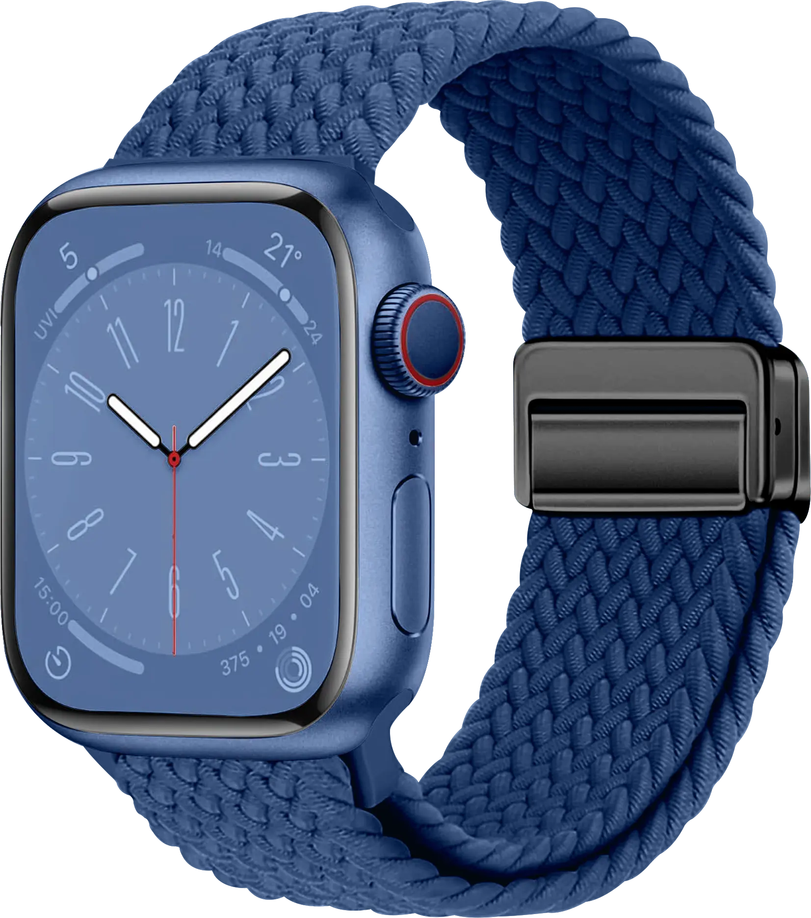 SBG Gevlochten Nylon - Apple Watch Bandje - 49/46/45/44/42MM - Donkerblauw afbeelding 1