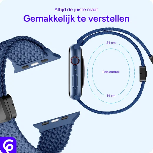 SBG Gevlochten Nylon - Apple Watch Bandje - 49/46/45/44/42MM - Donkerblauw afbeelding 3