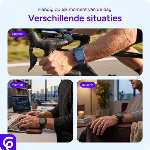 SBG Gevlochten Nylon - Apple Watch Bandje - 49/46/45/44/42MM - Donkerblauw afbeelding 7