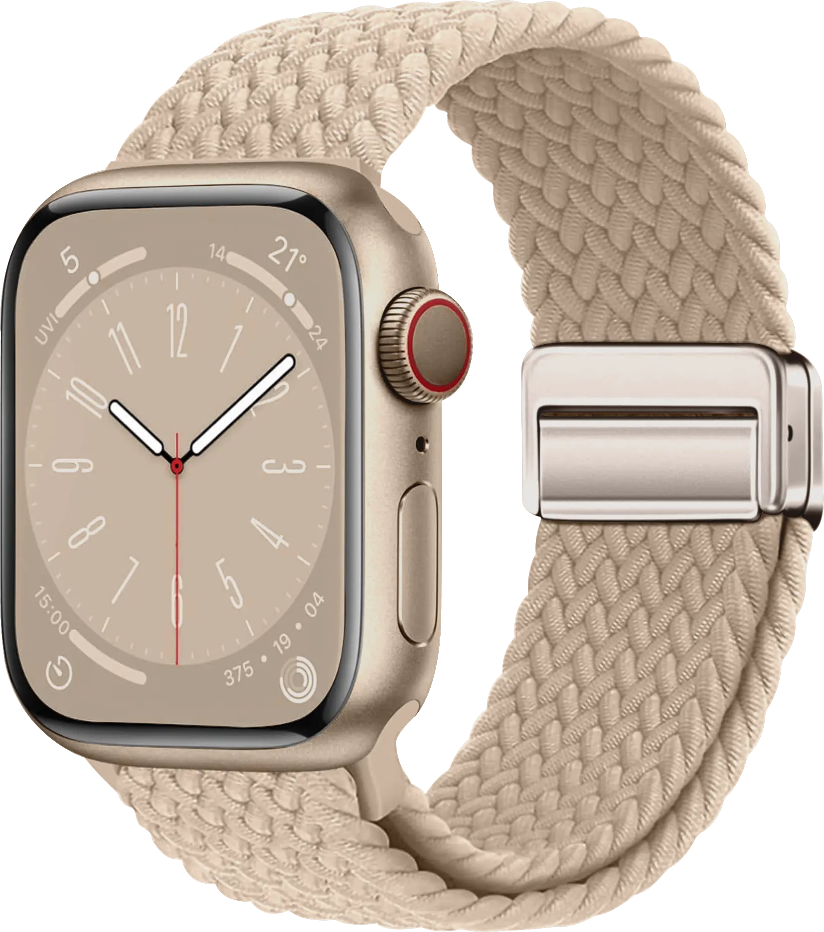 SBG Gevlochten Nylon - Apple Watch Bandje - 49/46/45/44/42MM - Beige afbeelding 1