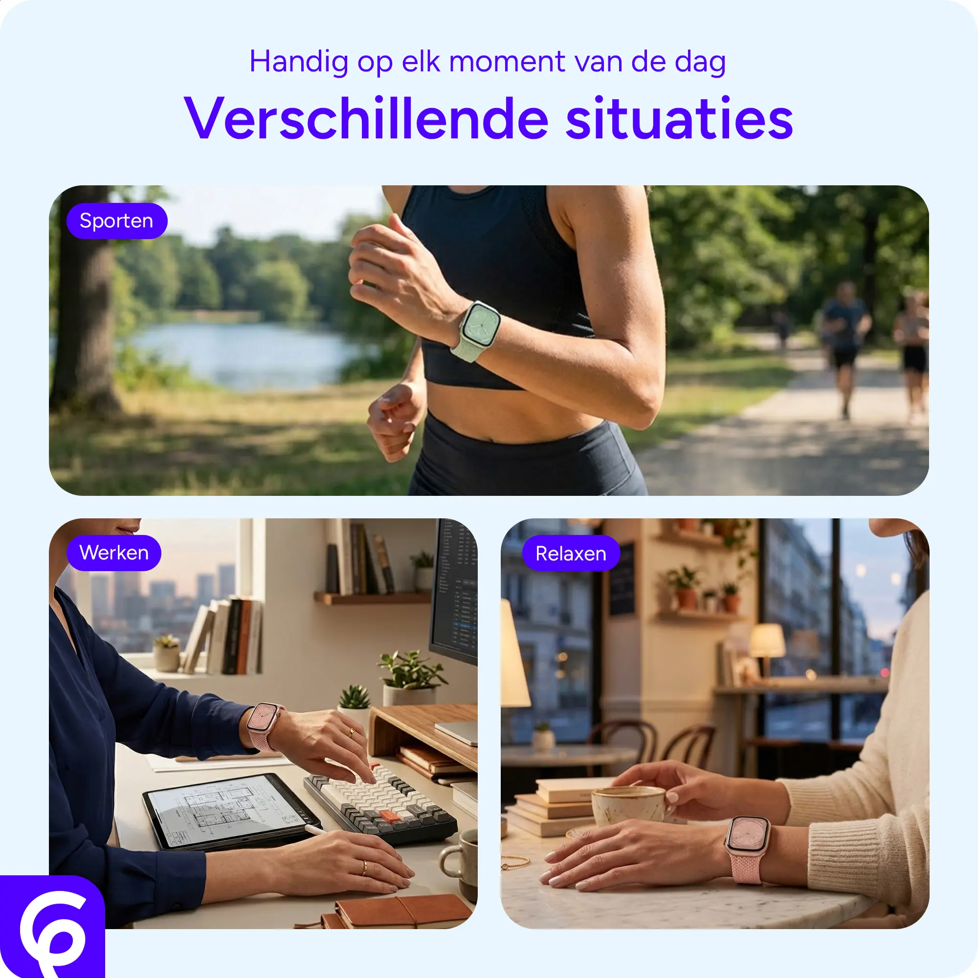 SBG Gevlochten Nylon - Apple Watch Bandje - 49/46/45/44/42MM - Sterrenlicht afbeelding 7
