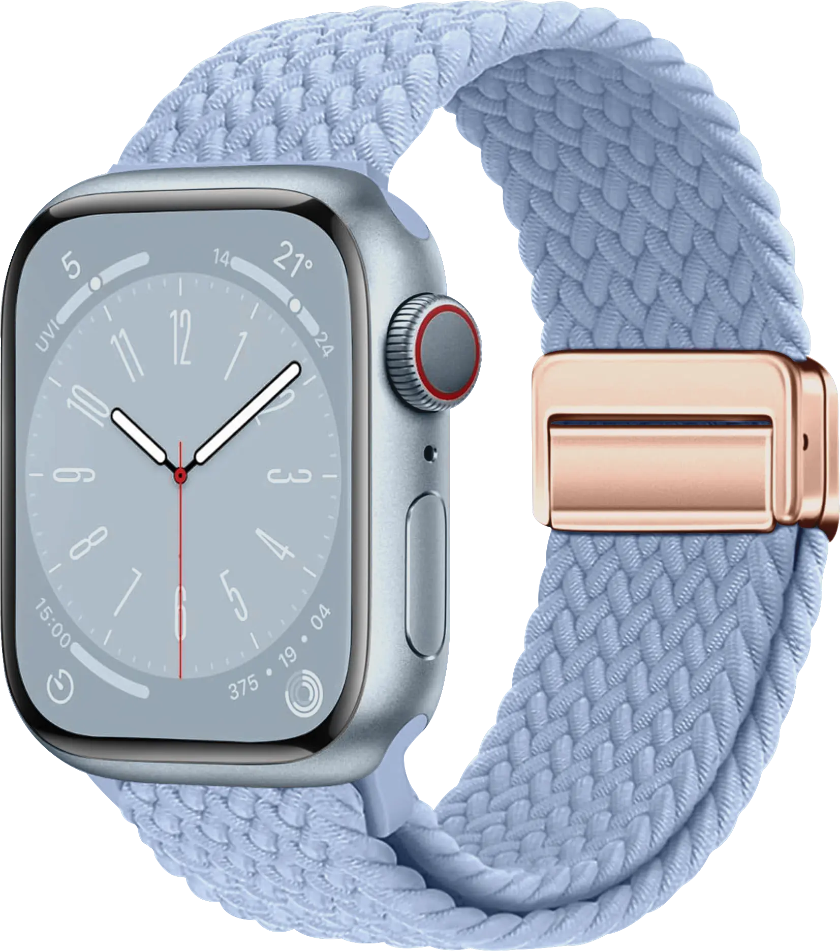 SBG Gevlochten Nylon - Apple Watch Bandje - 49/46/45/44/42MM - Lichtblauw afbeelding 1