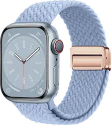 SBG Gevlochten Nylon - Apple Watch Bandje - 49/46/45/44/42MM - Lichtblauw afbeelding