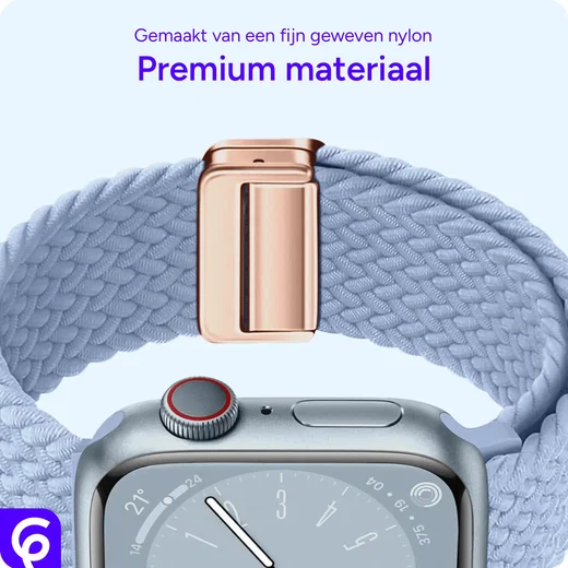 SBG Gevlochten Nylon - Apple Watch Bandje - 49/46/45/44/42MM - Lichtblauw afbeelding 6