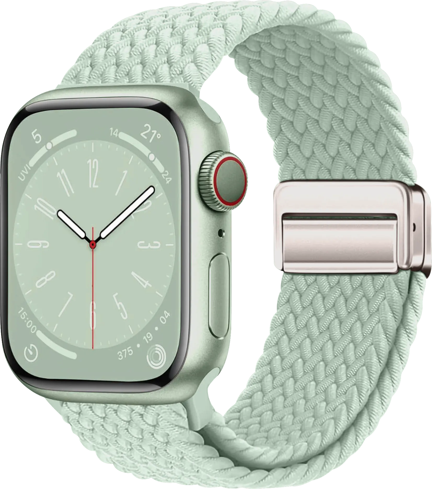 SBG Gevlochten Nylon - Apple Watch Bandje - 49/46/45/44/42MM - Lichtgroen afbeelding 1