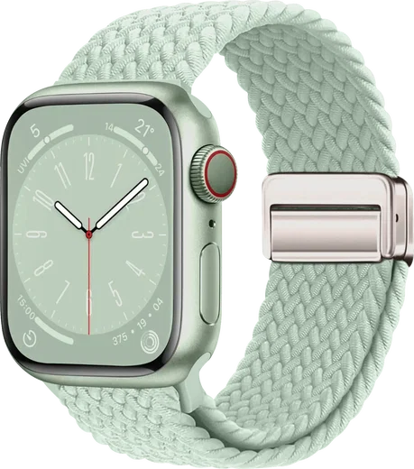 SBG Gevlochten Nylon - Apple Watch Bandje - 49/46/45/44/42MM - Lichtgroen afbeelding 1