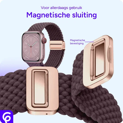 SBG Gevlochten Nylon - Apple Watch Bandje - 49/46/45/44/42MM - Smokey Purple afbeelding 2