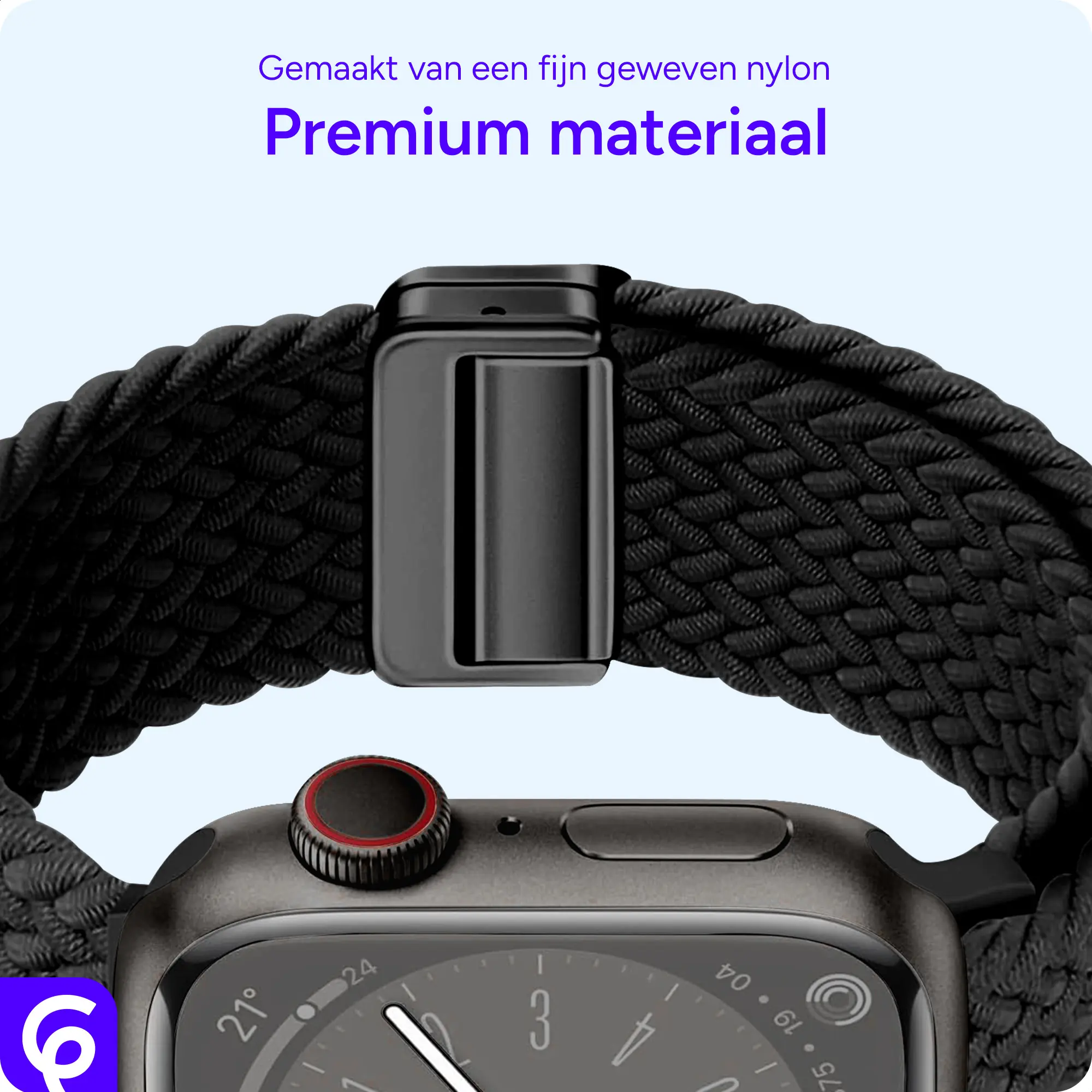 SBG Gevlochten Nylon - Apple Watch Bandje - 38/40/41/42MM - Zwart afbeelding 6