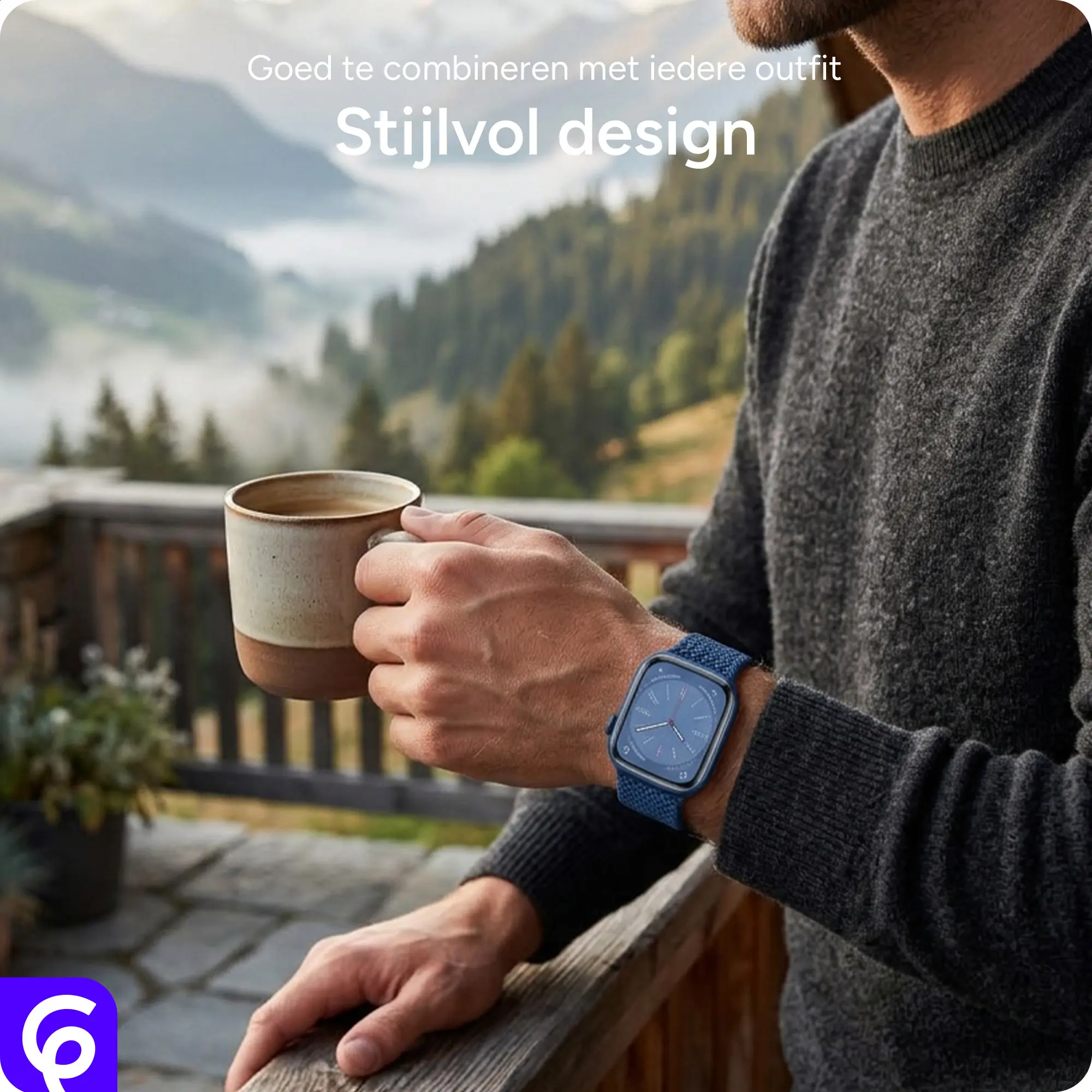 SBG Gevlochten Nylon - Apple Watch Bandje - 38/40/41/42MM - Zwart afbeelding 5