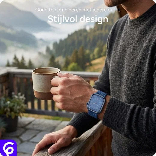 SBG Gevlochten Nylon - Apple Watch Bandje - 38/40/41/42MM - Zwart afbeelding 5