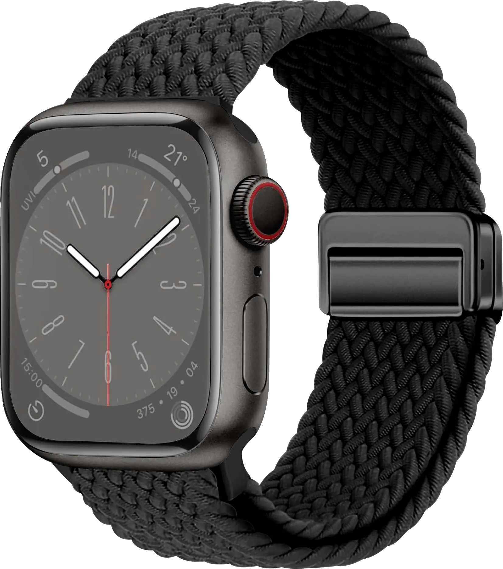SBG Gevlochten Nylon - Apple Watch Bandje - 38/40/41/42MM - Zwart afbeelding 1