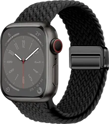 SBG Gevlochten Nylon - Apple Watch Bandje - 38/40/41/42MM - Zwart afbeelding