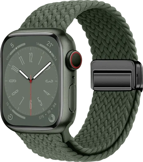 SBG Gevlochten Nylon - Apple Watch Bandje - 38/40/41/42MM - Donkergroen afbeelding 1