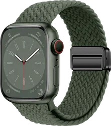 SBG Gevlochten Nylon - Apple Watch Bandje - 38/40/41/42MM - Donkergroen afbeelding