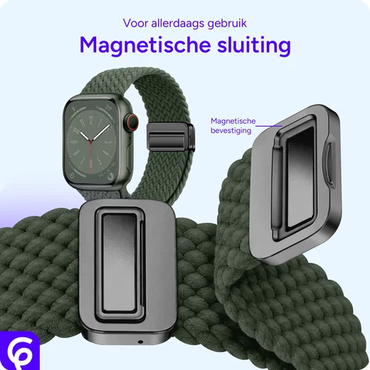 SBG Gevlochten Nylon - Apple Watch Bandje - 38/40/41/42MM - Donkergroen afbeelding 2