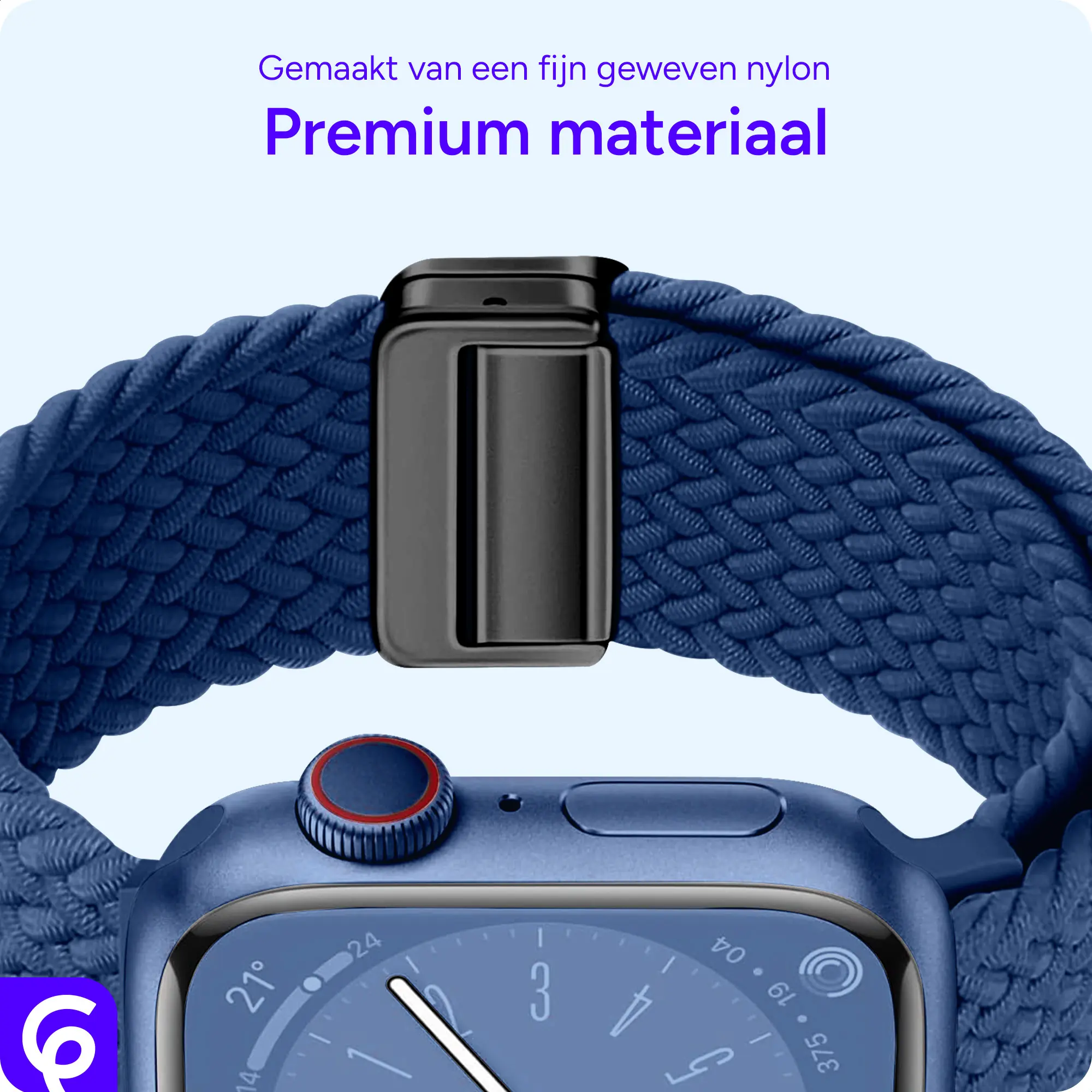 SBG Gevlochten Nylon - Apple Watch Bandje - 38/40/41/42MM - Donkerblauw afbeelding 6