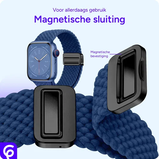 SBG Gevlochten Nylon - Apple Watch Bandje - 38/40/41/42MM - Donkerblauw afbeelding 2