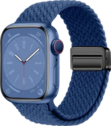 SBG Gevlochten Nylon - Apple Watch Bandje - 38/40/41/42MM - Donkerblauw afbeelding