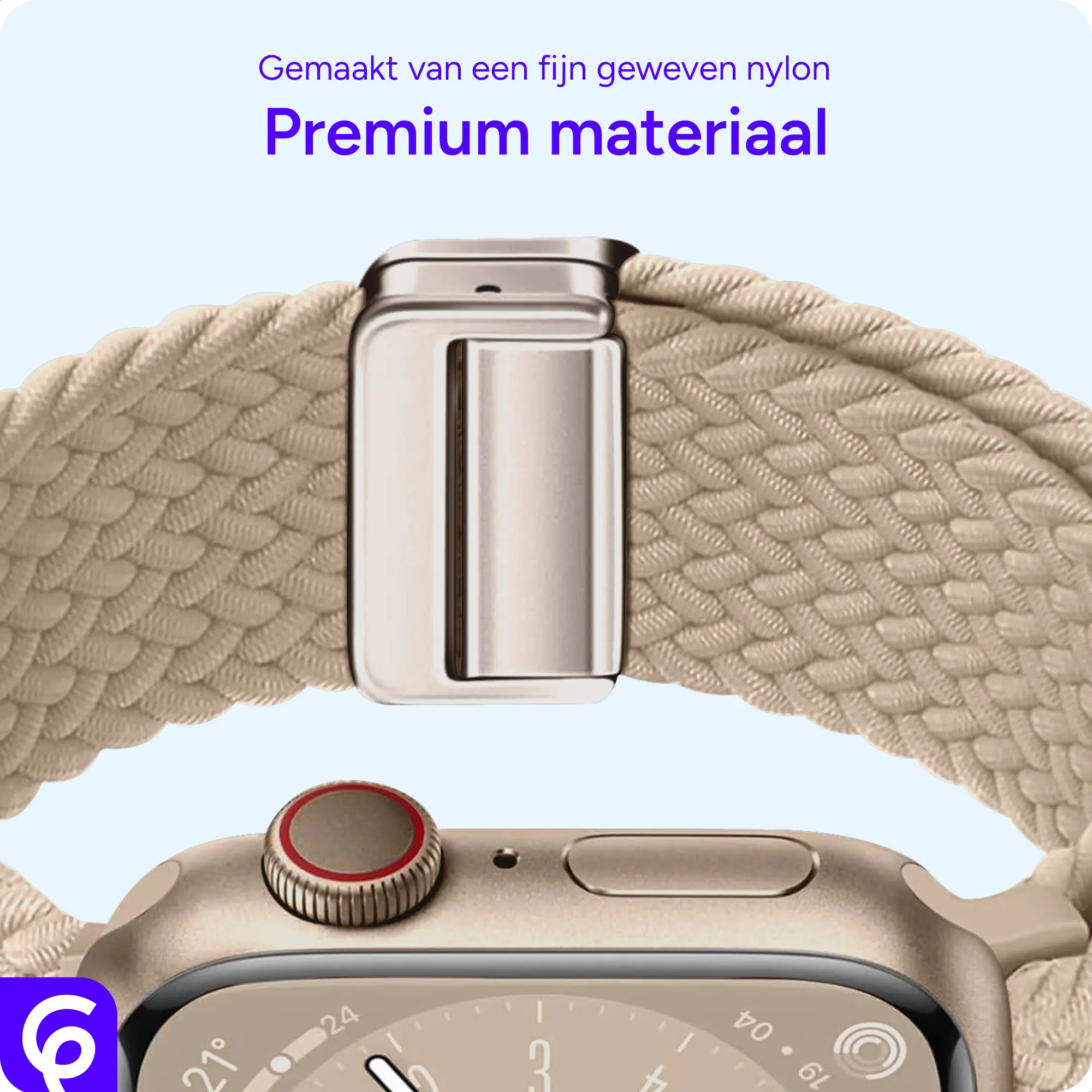 SBG Gevlochten Nylon - Apple Watch Bandje - 38/40/41/42MM - Beige afbeelding 6