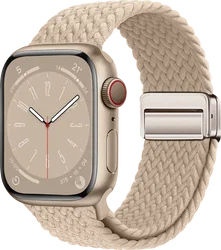 SBG Gevlochten Nylon - Apple Watch Bandje - 38/40/41/42MM - Beige afbeelding