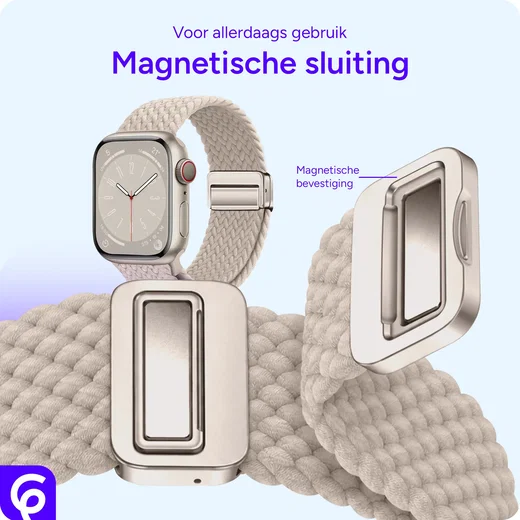 SBG Gevlochten Nylon - Apple Watch Bandje - 38/40/41/42MM - Sterrenlicht afbeelding 2