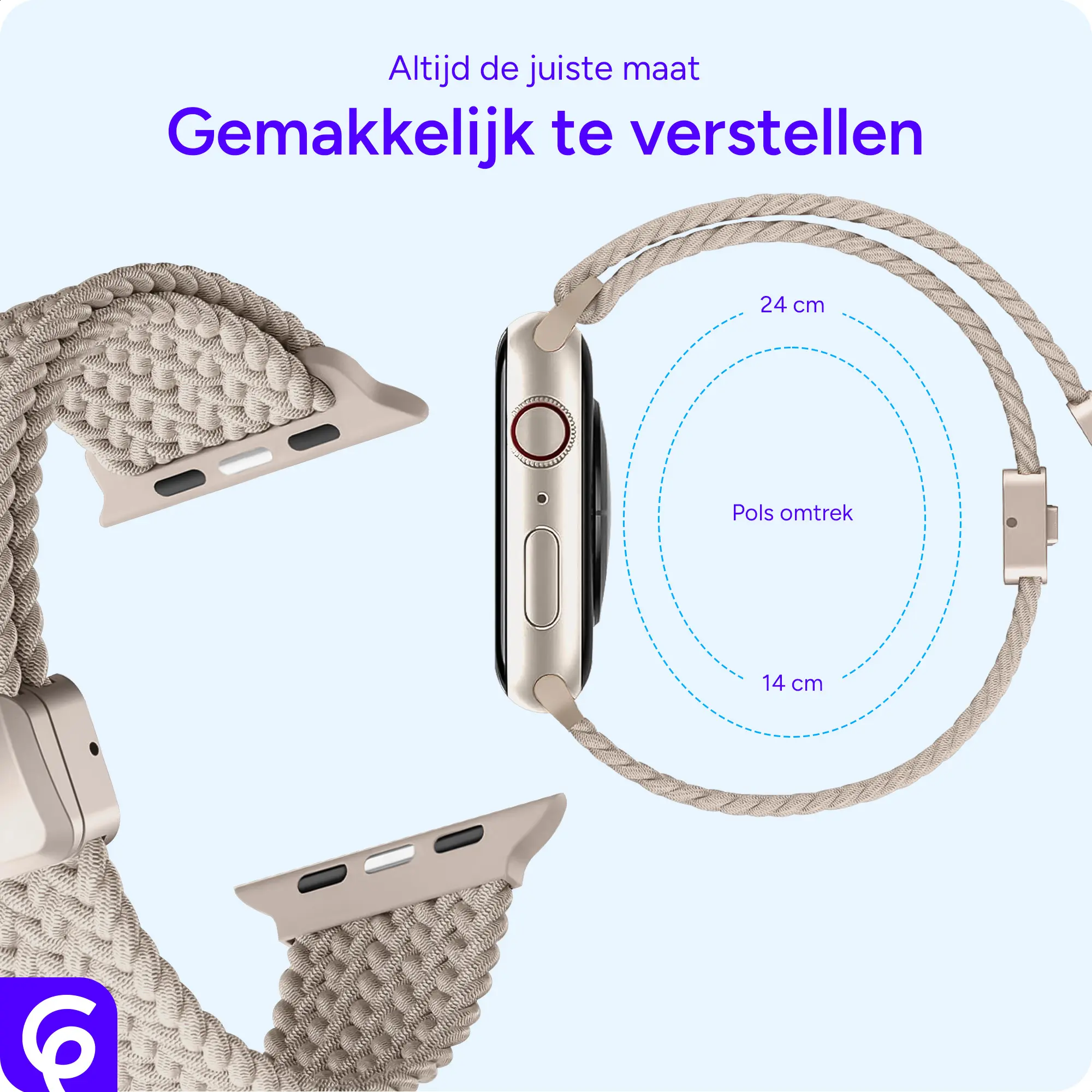 SBG Gevlochten Nylon - Apple Watch Bandje - 38/40/41/42MM - Sterrenlicht afbeelding 3