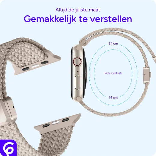 SBG Gevlochten Nylon - Apple Watch Bandje - 38/40/41/42MM - Sterrenlicht afbeelding 3