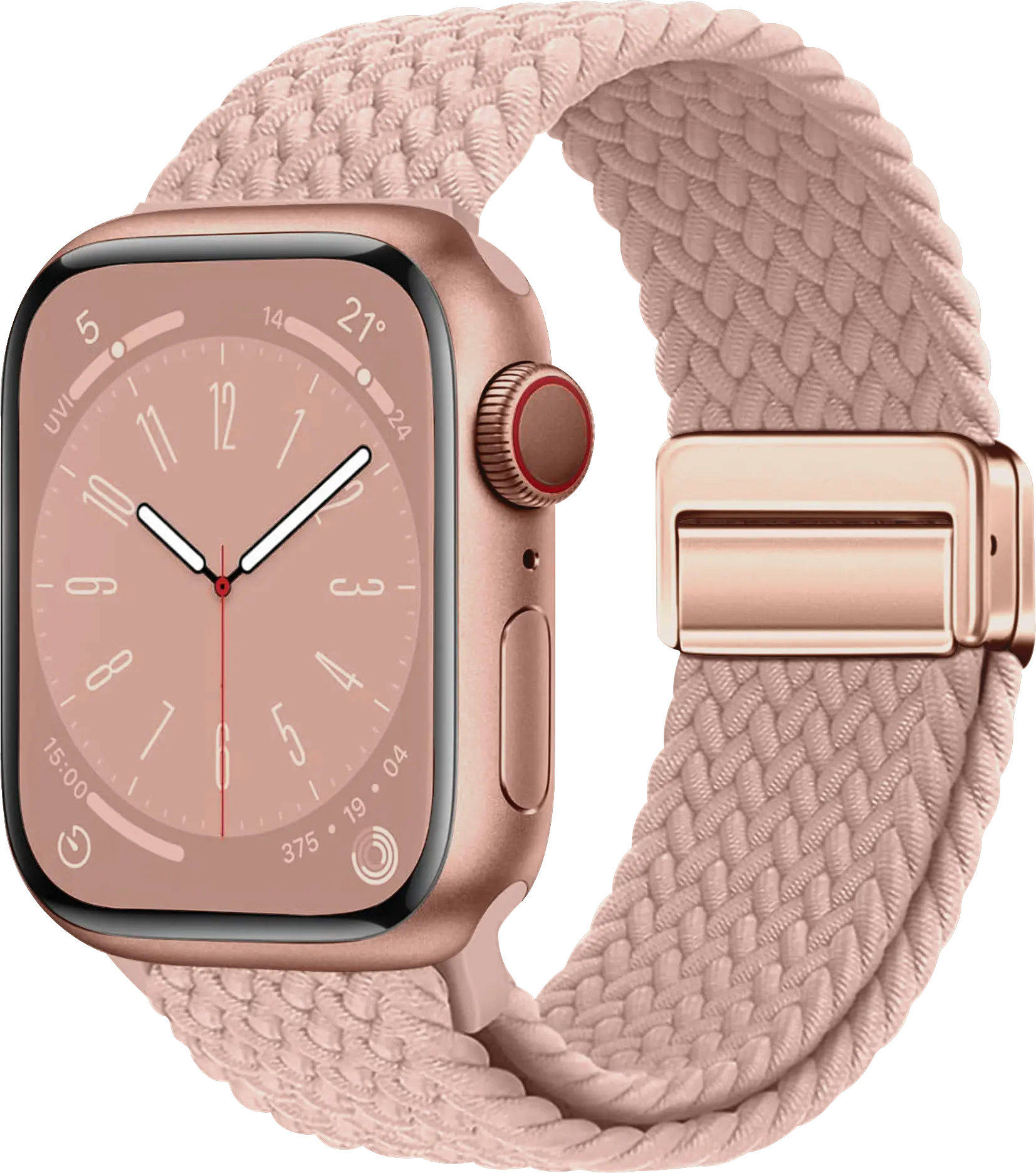 SBG Gevlochten Nylon - Apple Watch Bandje - 38/40/41/42MM - Roze afbeelding 1