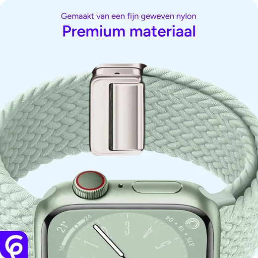 SBG Gevlochten Nylon - Apple Watch Bandje - 38/40/41/42MM - Lichtgroen afbeelding 6