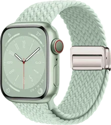 SBG Gevlochten Nylon - Apple Watch Bandje - 38/40/41/42MM - Lichtgroen afbeelding