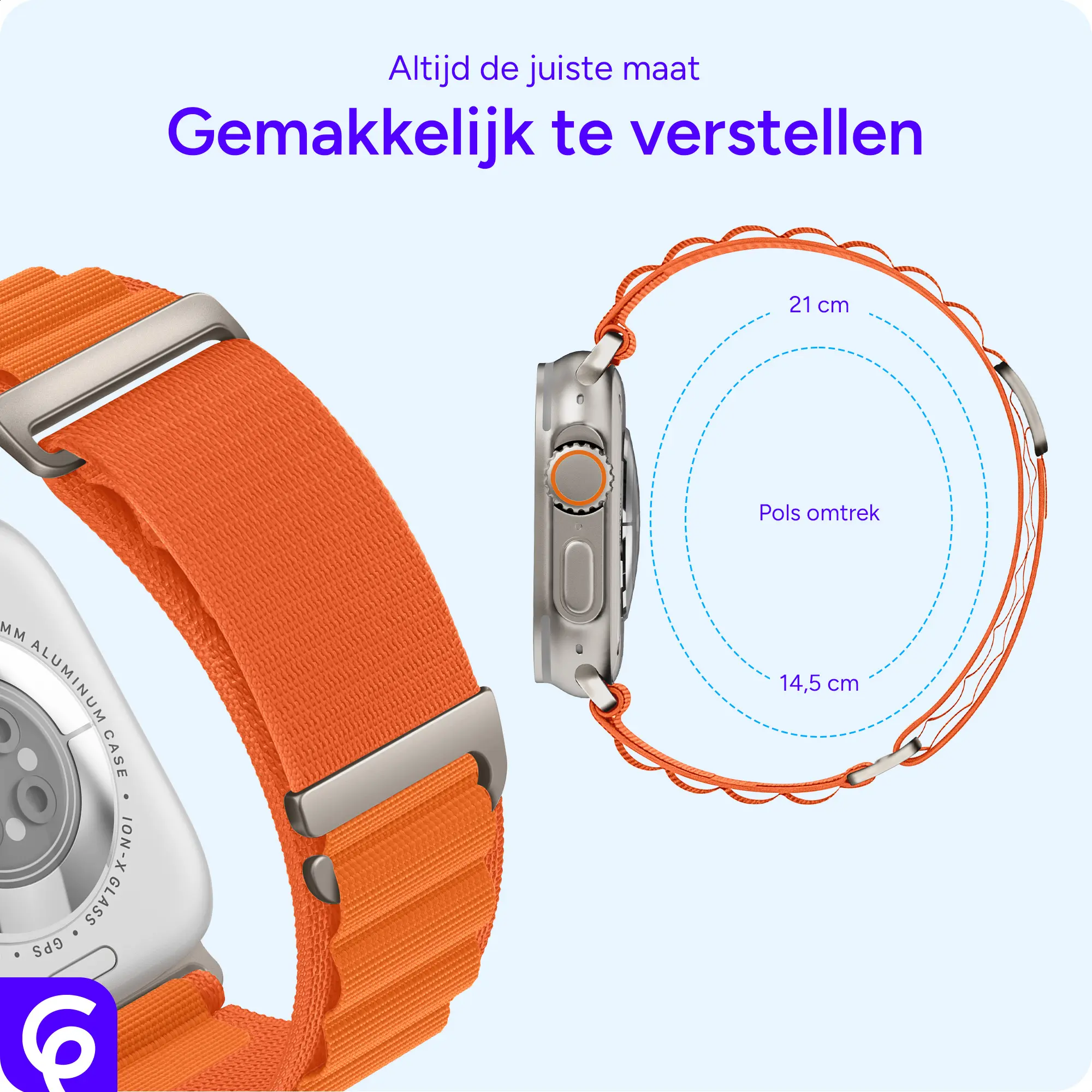 SBG Alpine Nylon - Apple Watch Bandje - 49/46/45/44/42MM - Oranje afbeelding 3