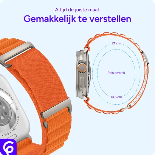 SBG Alpine Nylon - Apple Watch Bandje - 49/46/45/44/42MM - Oranje afbeelding 3