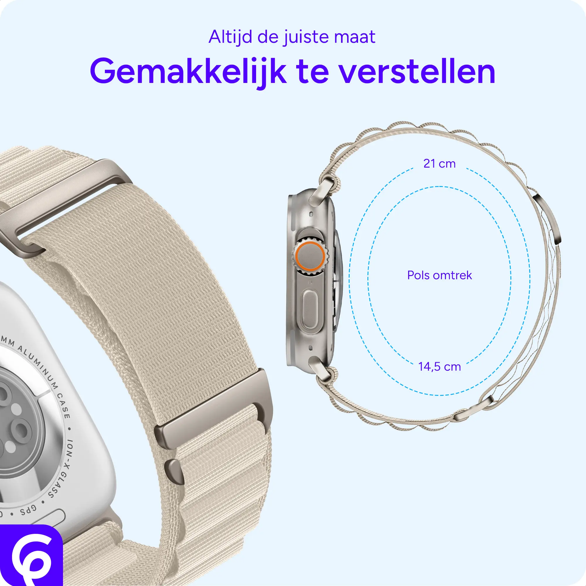 SBG Alpine Nylon - Apple Watch Bandje - 49/46/45/44/42MM - Sterrenlicht afbeelding 3