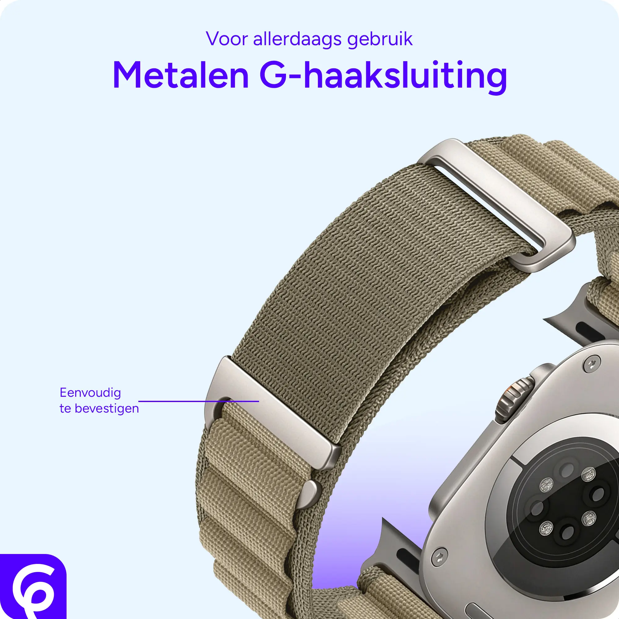 SBG Alpine Nylon - Apple Watch Bandje - 49/46/45/44/42MM - Olijf Groen afbeelding 2