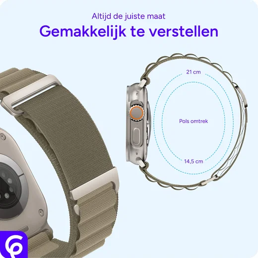SBG Alpine Nylon - Apple Watch Bandje - 49/46/45/44/42MM - Olijf Groen afbeelding 3