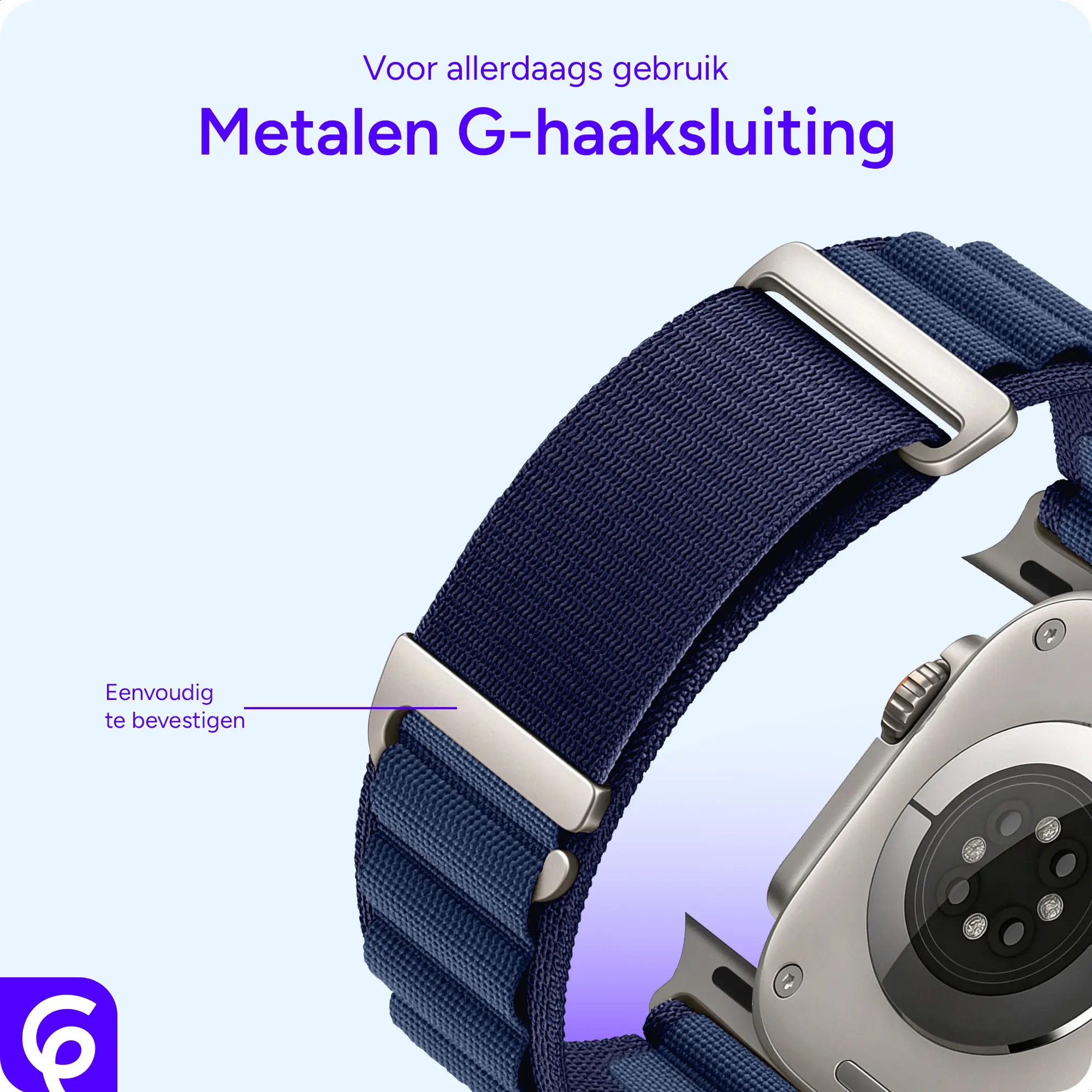 SBG Alpine Nylon - Apple Watch Bandje - 49/46/45/44/42MM - Navy afbeelding 2