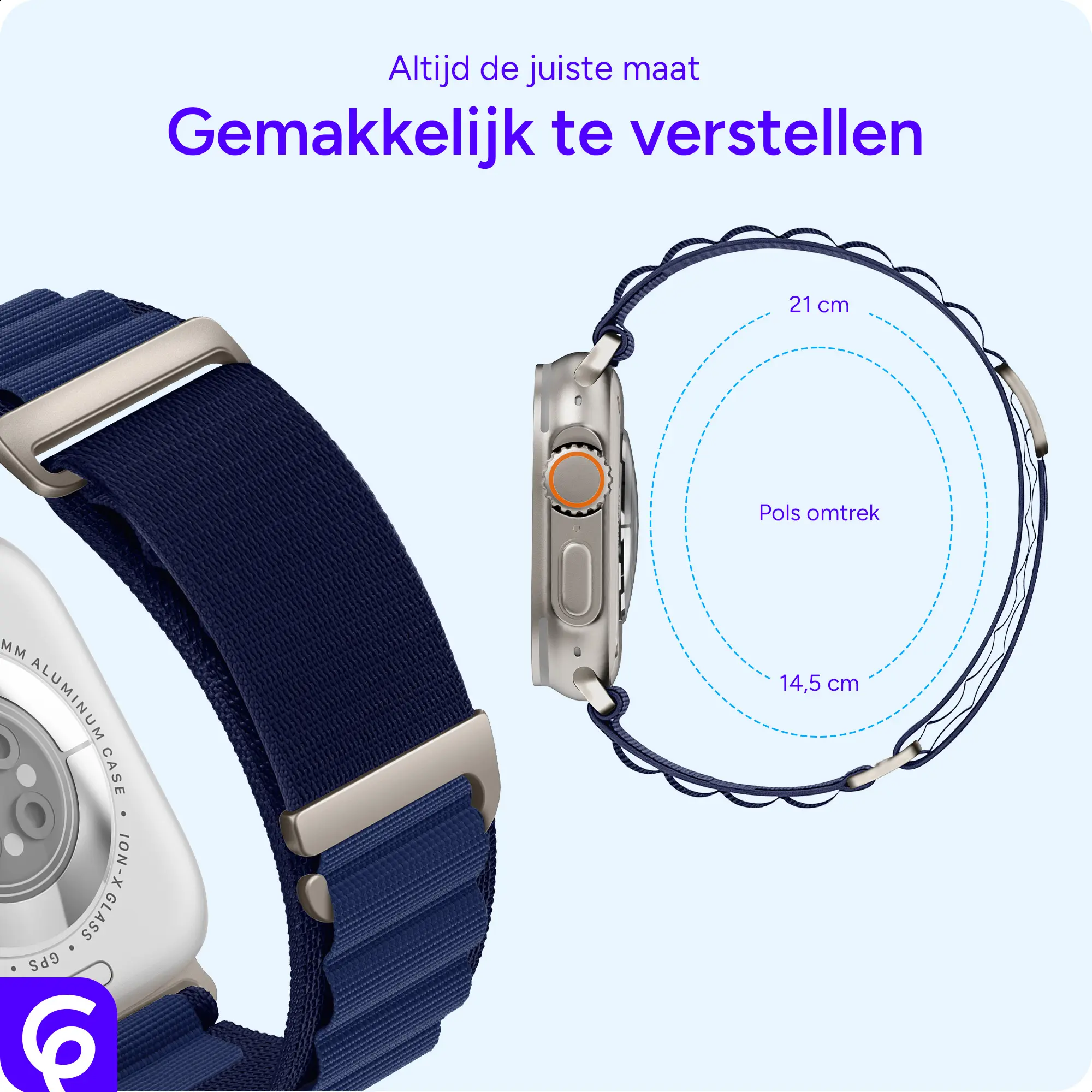 SBG Alpine Nylon - Apple Watch Bandje - 49/46/45/44/42MM - Navy afbeelding 3