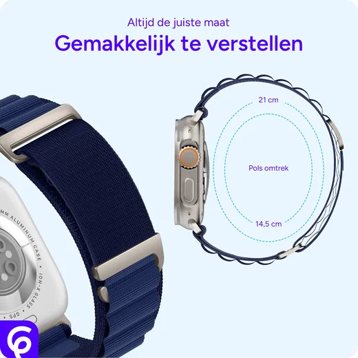 SBG Alpine Nylon - Apple Watch Bandje - 49/46/45/44/42MM - Navy afbeelding 3