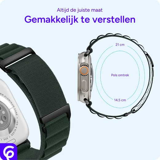 SBG Alpine Nylon - Apple Watch Bandje - 49/46/45/44/42MM - Donkergroen afbeelding 3