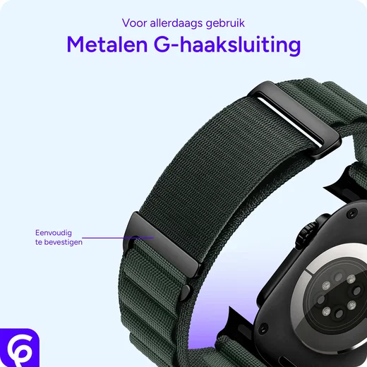 SBG Alpine Nylon - Apple Watch Bandje - 49/46/45/44/42MM - Donkergroen afbeelding 2