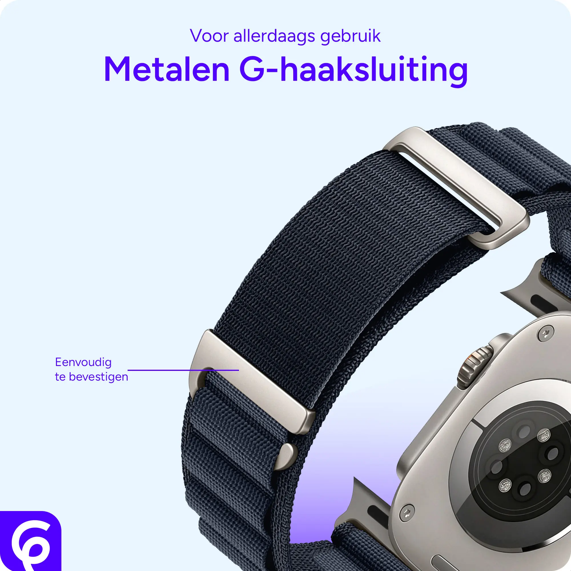 SBG Alpine Nylon - Apple Watch Bandje - 49/46/45/44/42MM - Donkerblauw afbeelding 2